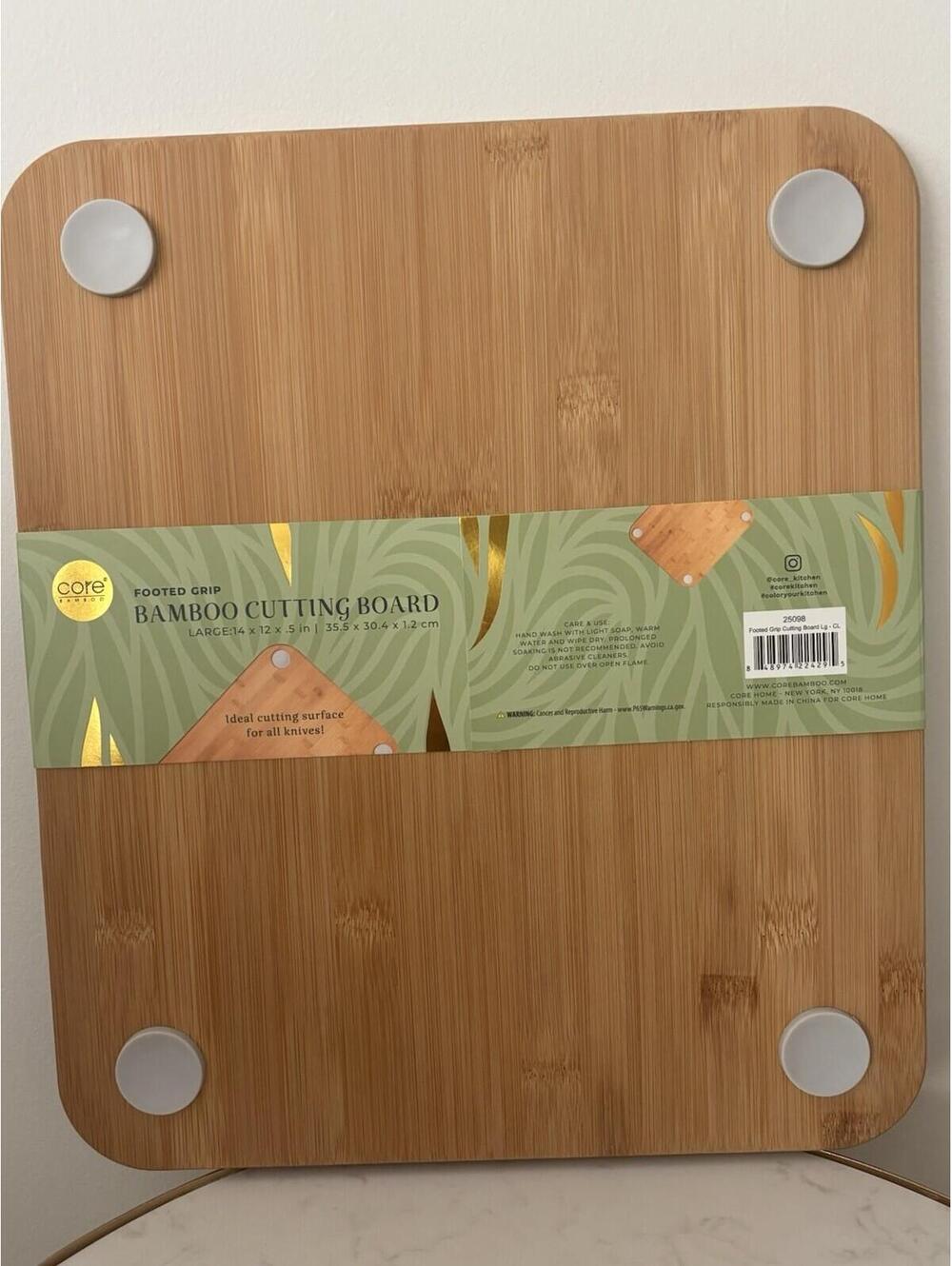 Footed Grip Core Organic Bamboo Kitchen Cutting Board Large BPA Free.NWT - Picture 8 of 8
